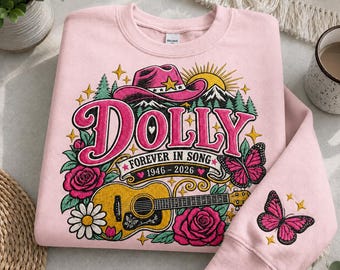 リップ・ドリー刺繍入りシャツ、カントリーカウガールシャツ、音楽追悼アパレル、カントリーミュージック愛好家へのギフト