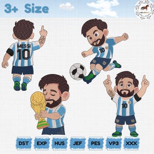 Paquete de bordado Lionel LM10, archivos de diseño del Mundial de Argentina 2026, archivo para máquina de bordar escudo de fútbol, aficionado al fútbol, descarga digital imagen 1