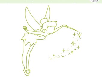 Archivo de bordado a máquina de la Hada Campanilla de Disney, Bordado de la Niña Hada Mágica, Diseño del Reino Mágico, Personaje de Peter Pan, Descarga digital