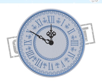 Vintage Clock Embroidery Design, Roman Numeral Timepiece, Home Decor (PES, DST File)