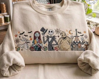 ホーンテッドマンションの幽霊刺繍スウェットシャツ、レトロなディズニーハロウィンクルーネック、骸骨の幽霊セーター、不気味なゴシックゴーストシャツ