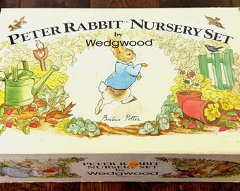 NWT Vintage Wedgwood Peter Rabbit Nursery Set – Plate, Bowl & Cup Children’s Dish Set