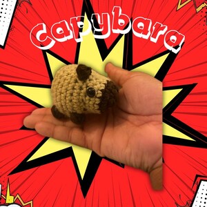 Pocket-Sized Crochet Capybara | Mini Amigurumi Plush | Handmade Kawaii Desk Buddy | Tiny Gift