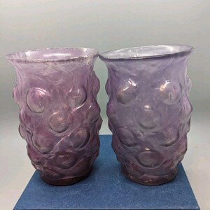 Set 2 Consolidated Glass Catalonian Spanish Knobs Tumblers Amethyst Wash Purple