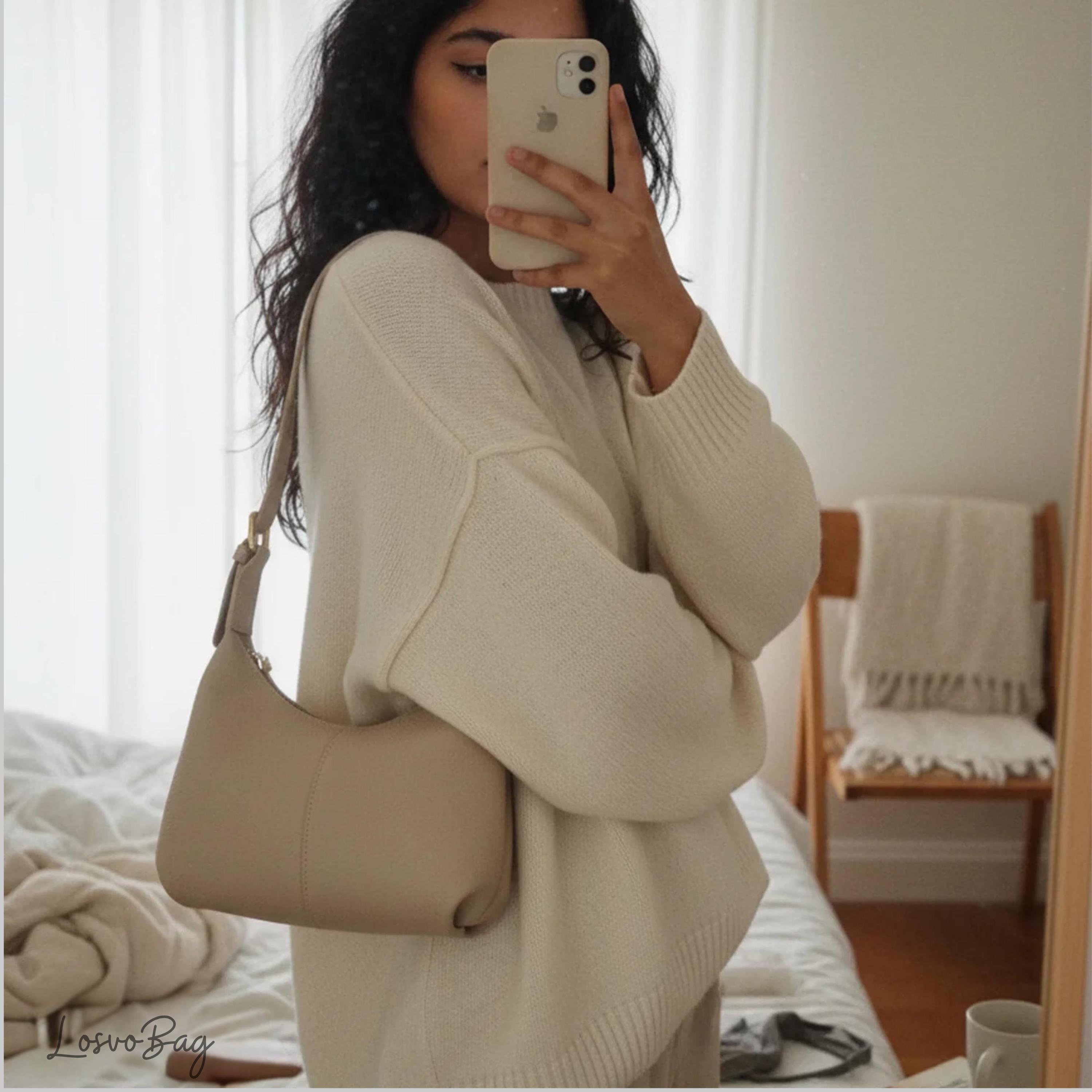 Borsa a tracolla per donne, vintage Borse a spalla da donna, carina stile retrò Y2K anni '90 a mezzaluna borsa hobo alla moda con chiusura a cerniera, bianco