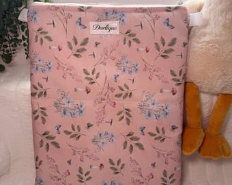 Cute pink floral Baby Nappy Pouch, Handmade Waterproof Baby Essentials Bag & Wipes Holder