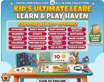 Preschool Learning Activity Bundle: Busy Book, Tracing, Chores, Flashcards (Digital Download)