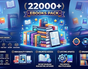 22000+ Ebooks Mega Bundle: PLR MRR Digital Library, Business, Self-Help (Instant Download)