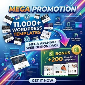 11,000+ WordPress Templates & Shopify Themes: Web Design Bundle (Digital Download)