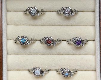 Natural Gemstone Ring | Healing Crystal | Adjustable Silver Plated Ring | Birthstone Jewelry
