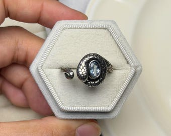 Topaz, Amethyst Ring | Natural Gemstone | Adjustable Retro-Plated Ring | Solitaire Jewelry | Statement Ring | Birthstones