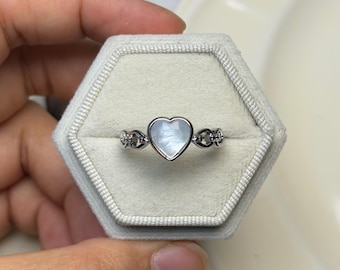 Mother of Pearl Ring | Natural Gemstone | Adjustable Silver Plated Ring
