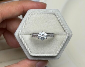 Moissanite Ring | Natural Gemstone | Adjustable Silver Plated Ring