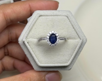 Sapphire Ring | Natural Gemstone Jewelry | Adjustable Silver Plated Ring | Saptember Birthstone Jewelry