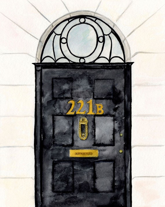 Sherlock Door Art Print Sherlock Holmes 221b Baker Street Etsy