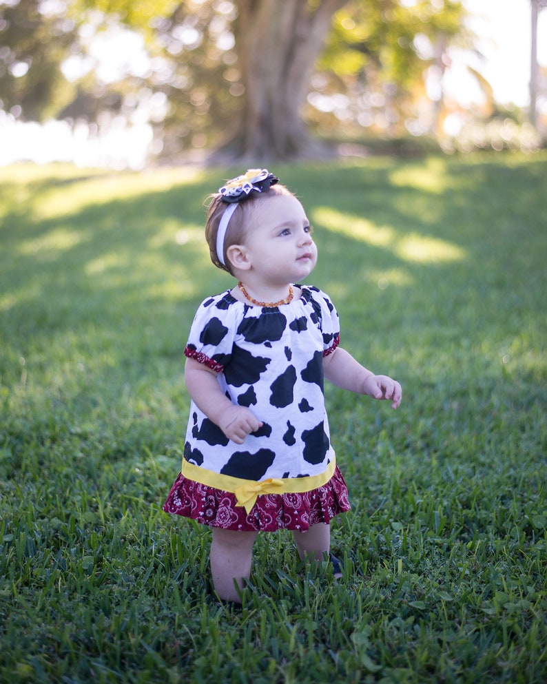 Cow Print Baby Dress Farm Themed Toddler Outfit Western - Etsy