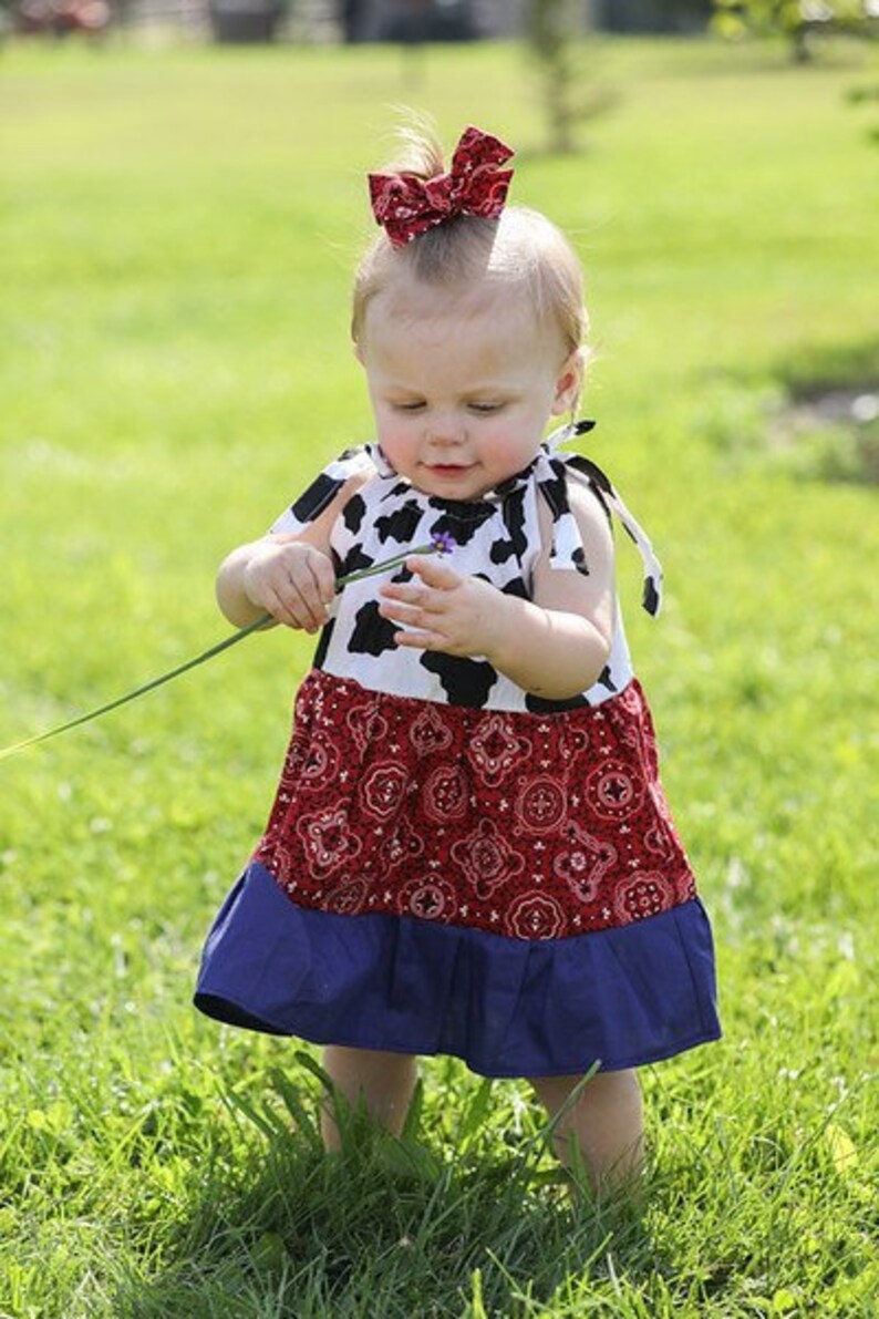 Baby Girl Farm Bandana Dress Baby Cowgirl Outfit Cow Print Etsy