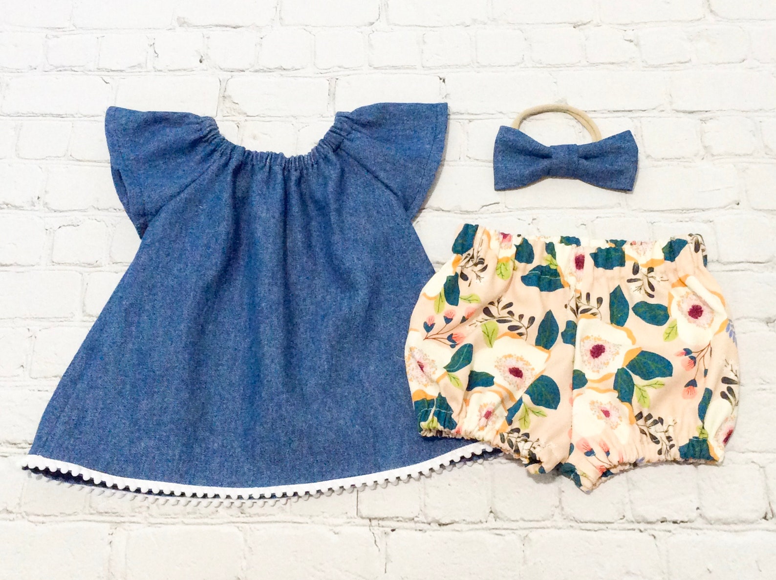 Baby Girl Denim Dress and Diaper Cover Flower and Denim Etsy