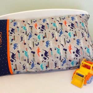Dinosaur Pillowcase, Boys Dinosaur Bedding, Personalized Toddler/Travel Pillow Sham, Dinosaur Room Decor, Dinosaur Birthday Gift
