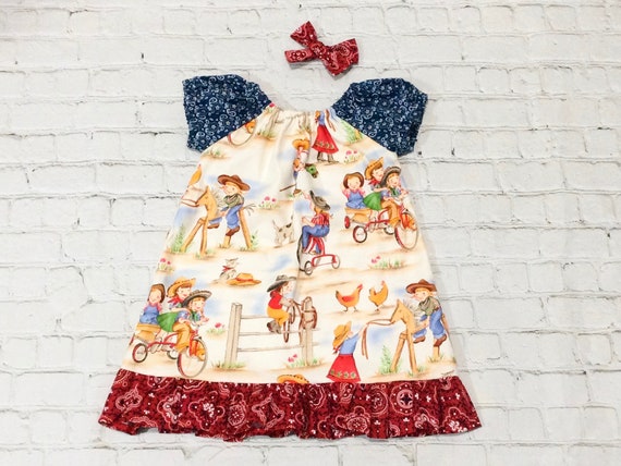 Western Cowgirl Peasant Dress Vintage 