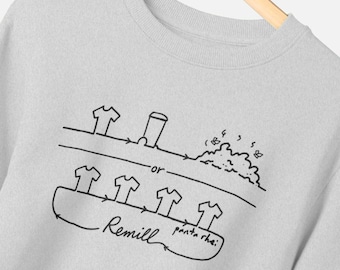 Remilled Sweater | 100% Recycled Organic Cotton, Unisex, Panta Rhei Graphic