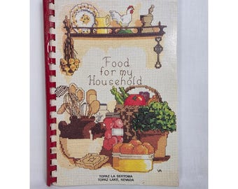 Libro de cocina VINTAGE Food for my Household, encuadernado en espiral, Topaz Lake, Nevada, La Sertoma