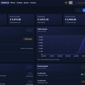 QuotigyDash Server Edition — Software de facturación autohospedado | Software de facturación Laravel PHP