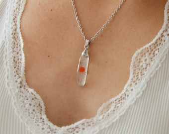 Colgante de Vidrio Fundido Minimalista, Collar Artesanal Moderno, Acero Inoxidable, Regalo para Mujer Personalizable
