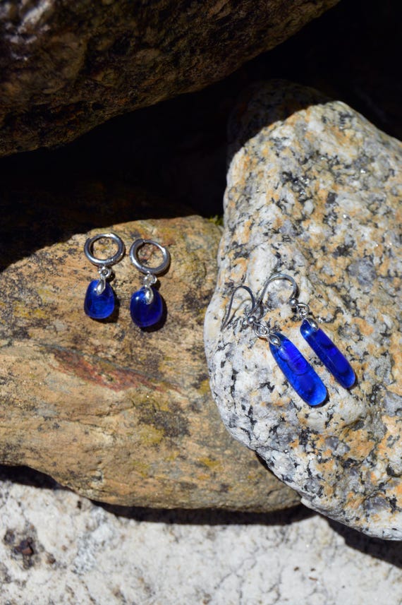 Pendientes de Vidrio Fundido Minimalistas Largos, Pendientes de Cristal, Joyería Artesanal, Acero Inoxidable, Regalo Personalizable Mujer
