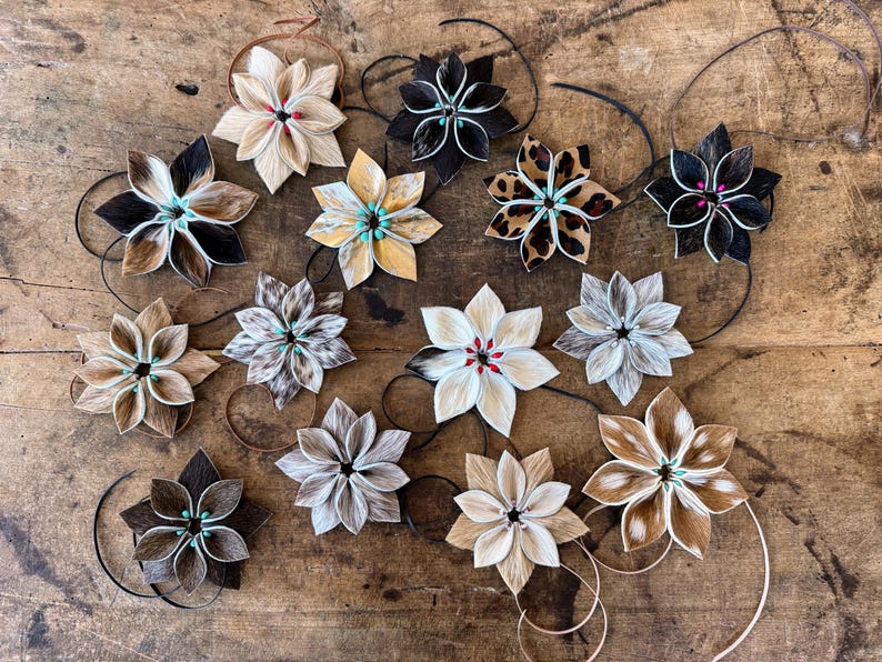 Cowhide Flowers - Etsy