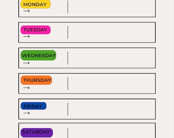 Efficient Weekly Planner Printable Colorful 7 Day Schedule Organizer Minimalist To Do List Template