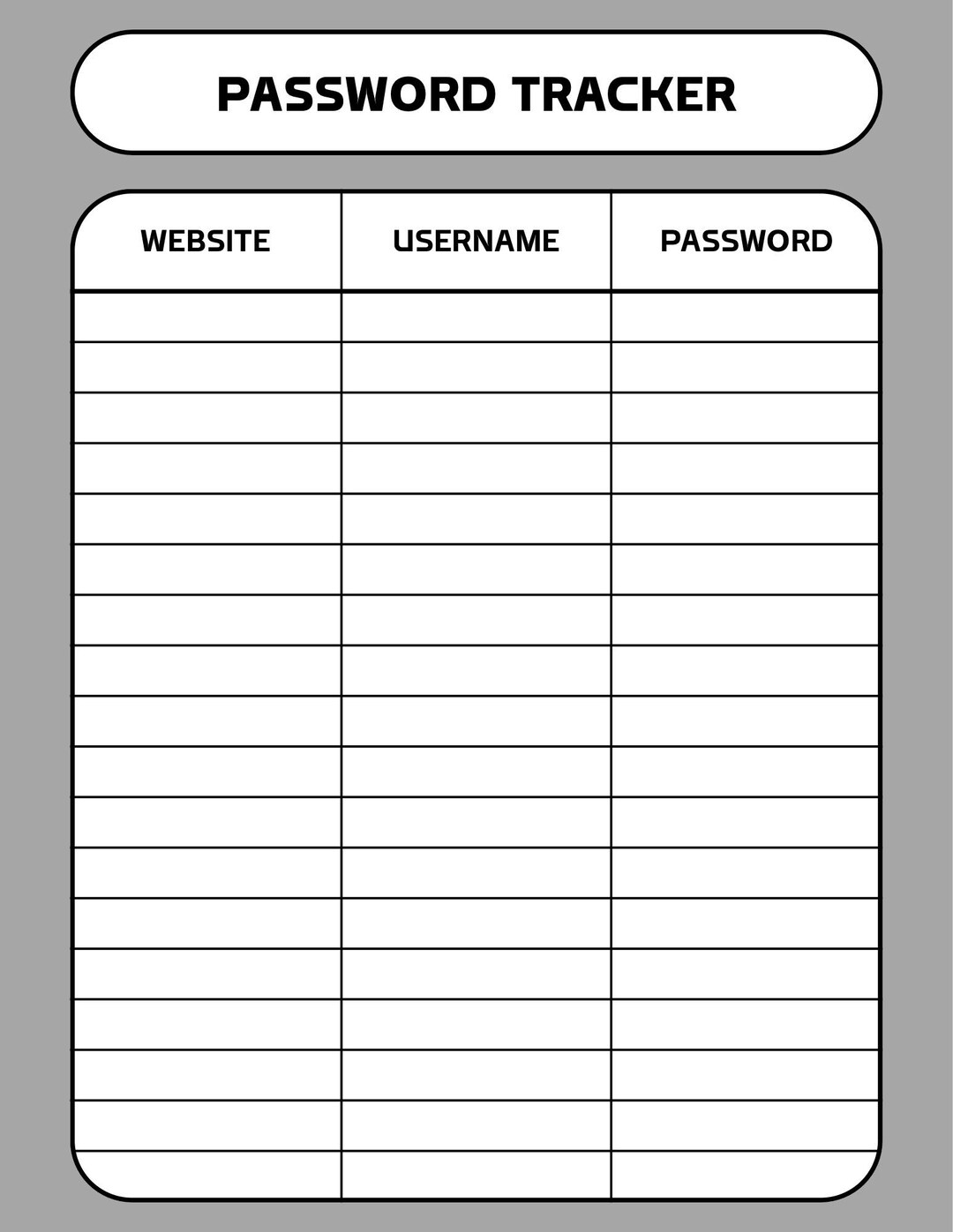 Password Tracker Log | Minimalist Login Organizer | Username Password ...