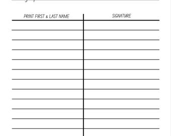 Employee Training Sign-In Sheet Template Printable Staff Meeting Attendance Log HR Records Tracker PDF
