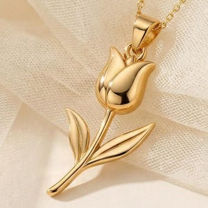 Tulpe Halskette | 925 Sterling Silber für Frauen | Eleganter botanischer Anhänger | Durchdachtes Geschenk für Sie