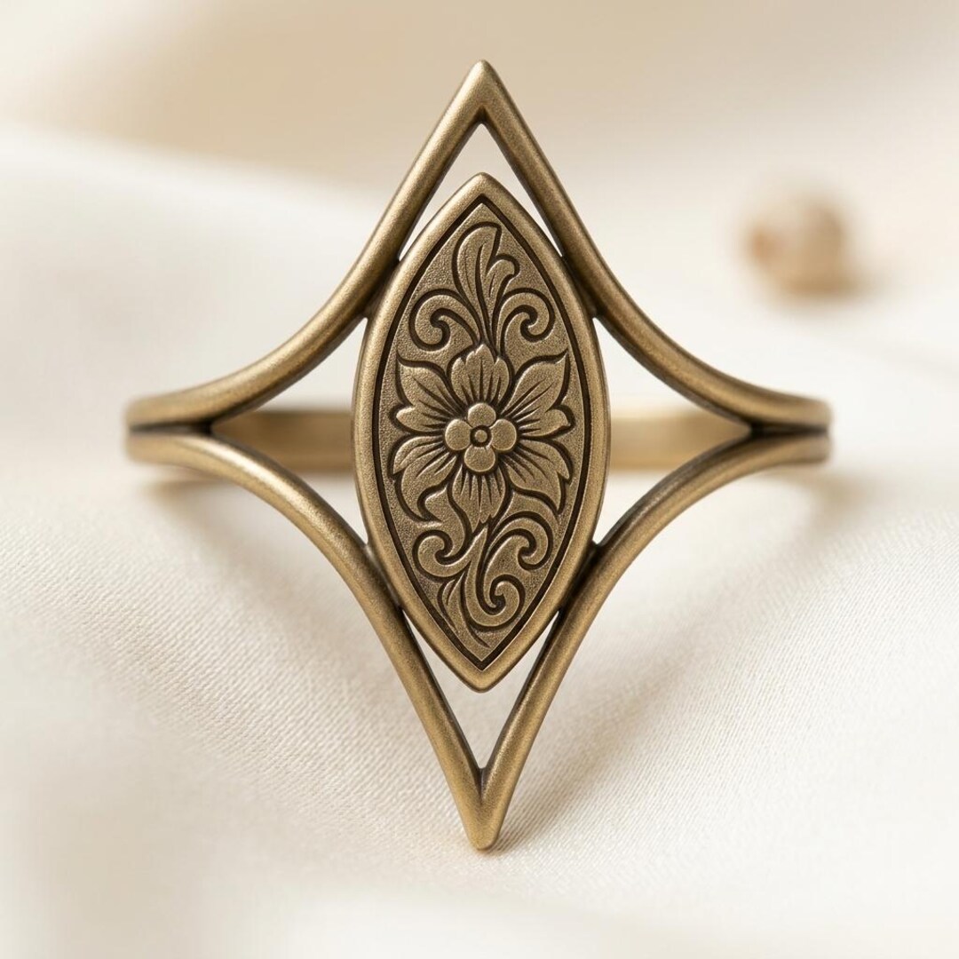 Handmade Floral Engraved Elf Ring | Oxidized Silver for Fantasy Lovers ...