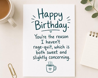 Funny Work Bestie Birthday Card, Coworker Roast Card, Office Humor Greeting for Colleague