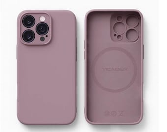 Funda de lujo de silicona antideslizante de color sólido para iPhone 11 12 13 14 15 16 17 (Pro Max, Plus) con MagSafe.