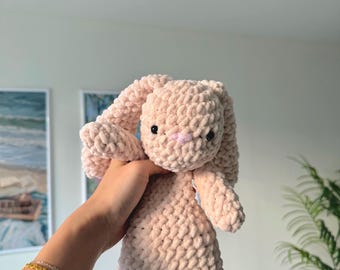 Weighted Soup Belly Crochet Bunny Plushie | Floppy Fluffy Handmade Bunny