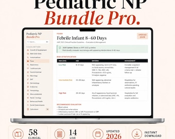 Pediatric NF Klinisches Referenzbuch, 58 Abschnitte, 14 Taschenrechner (Instant Download)