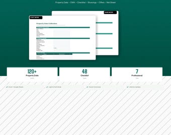 Real Estate Listing Spreadsheet for Agents, CMA Template Excel, Seller Net Sheet, Showing Log, Offer Tracker, Listing Checklist Template