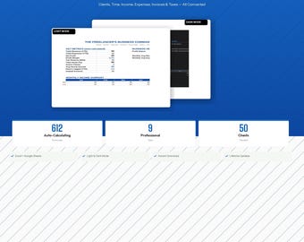 Freelance Business Spreadsheet, Income Expense Tracker Excel, Client Manager, Invoice Template, Freelancer Tax Prep, Rate Calculator