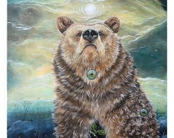 Giclée art print: "Is there hope?". Bear, grizzly, power animal, spirit, oak, nature, nordic, shamanism, animism, shamanic, art, spiritual