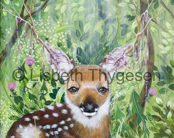 Original Art: "Everything I am", deer, calf, cervid, cervidae, bambi, woodland, cute, pop surrealism,
