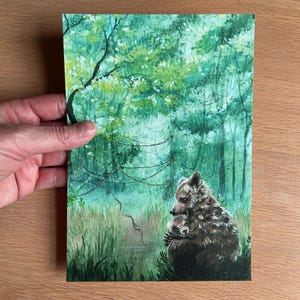 Cartolina artistica: "Madre orsa". Cartolina, biglietto, saluto, spirituale, sciamanico, Lisbeth Thygesen, orso, cucciolo d'orso, abbraccio, amore, madre, gentilezza
