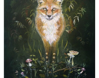 Giclée art print: "Connected". Fox, art, art print, shamanic, giclée, shaman, power animal, spiritual, earth connection, eye, mystical