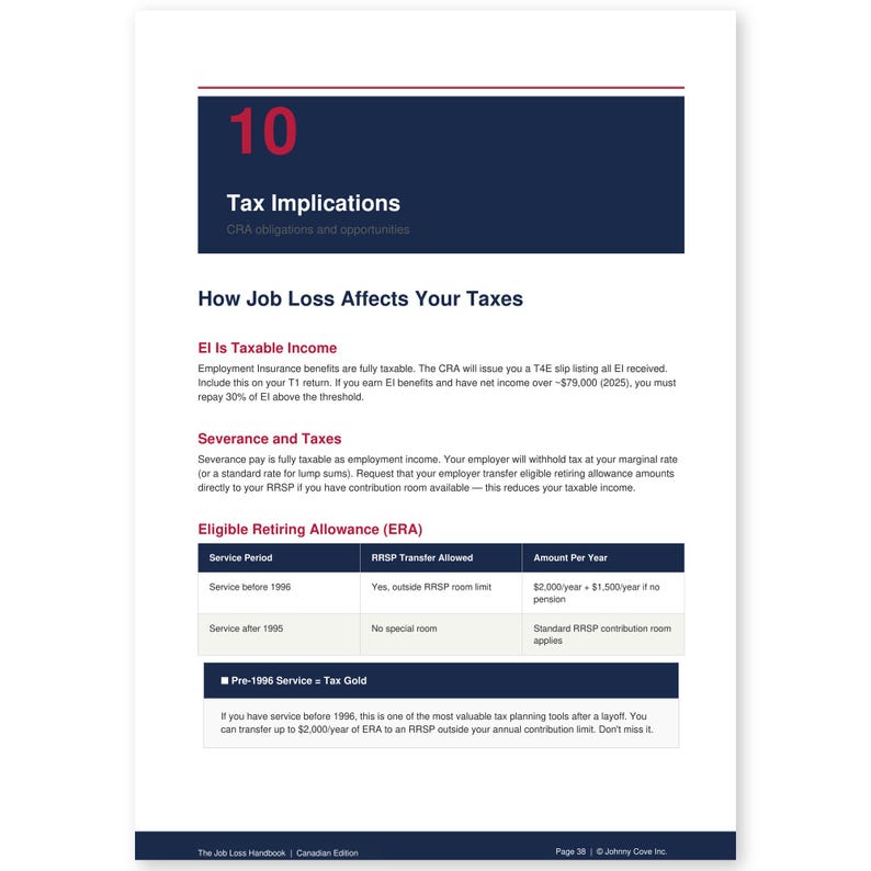 Job Loss Handbook | Canadian Series | EI, Severance, Your Rights, Job Search | Printable PDF image 12