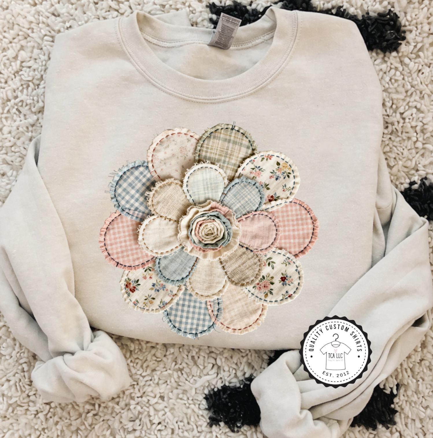 Flower Patchwork Sweatshirt - Etsy