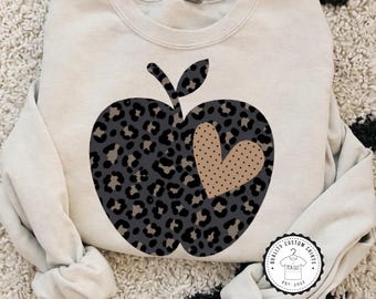 Leopard Apple Teacher Shirt | Back to School Teacher Tee | Comfort Colors Apple Shirt | Cute Fall Teacher Shirt | Apple Graphic Tee