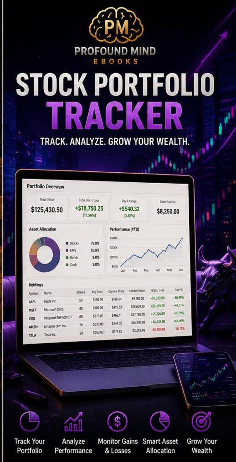 Stock Portfolio Tracker Spreadsheet | Investment, Dividend Tracker ...