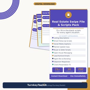 Real Estate Swipe File | Listing Descriptions | Email Scripts | Social Media Captions | Agent Copywriting Templates | Digital Download